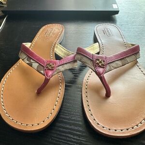 Coach Pink and Tan Sandals with Minimalist Design